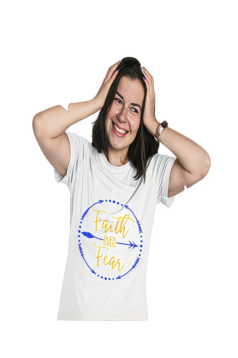 Faith-over-fear-model-White-T-Shirt_new