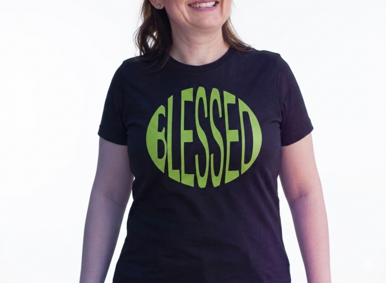 Blessed-black-tshirt-green-text