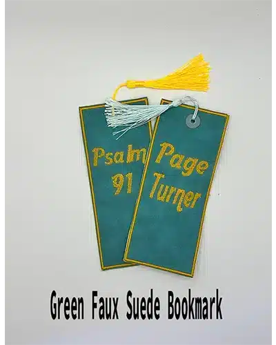 Green Faux Suede Bookmark