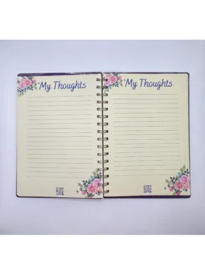 a notebook page with flowers on it