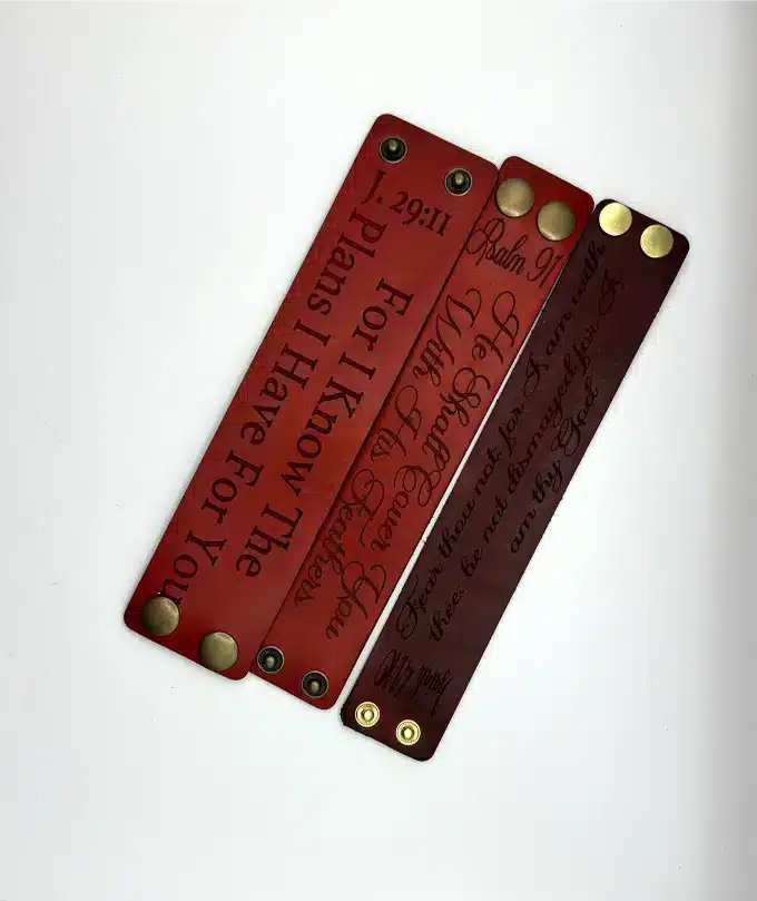 Christian leather cuff bracelets