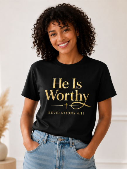 He Is Worthy Christian HTV T-Shirt