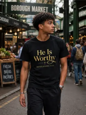 He Is Worthy Men's Christian T-Shirt