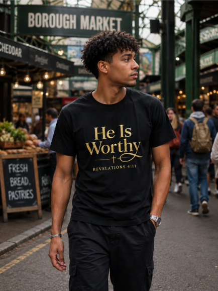 He Is Worthy Men’s Christian T-Shirt