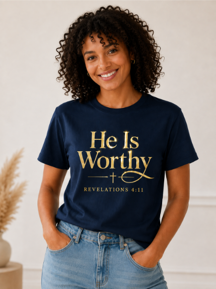 He Is Worthy Navy Blue (Female)