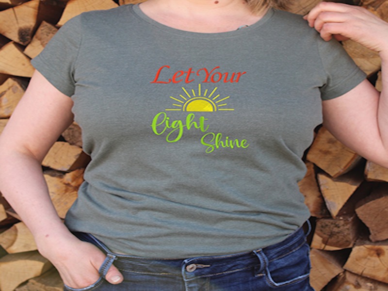Let Your Light Shine embroidered Christian T-shirt lifestyle image