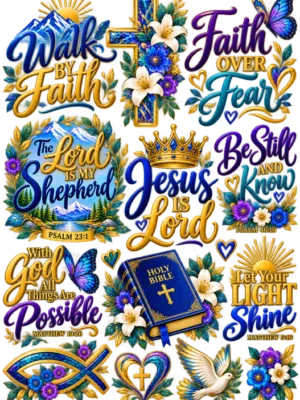 Scripture & Faith Christian UV DTF Sticker Sheet