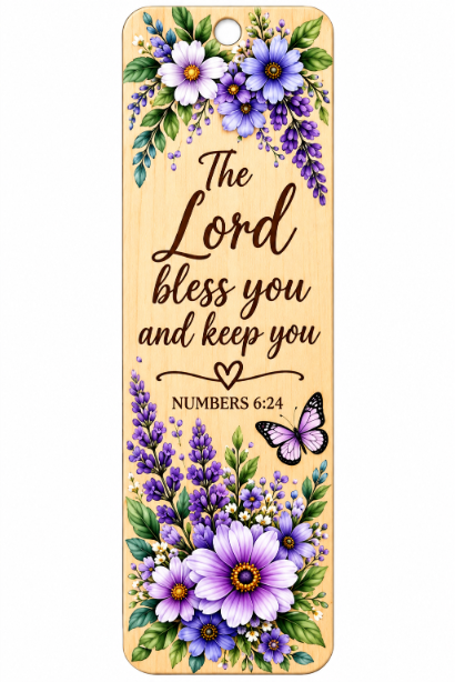 Floral Wooden Bookmark with Scripture