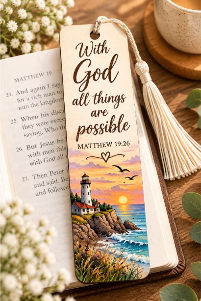 Inspirational Lighthouse Bookmark Still Life
