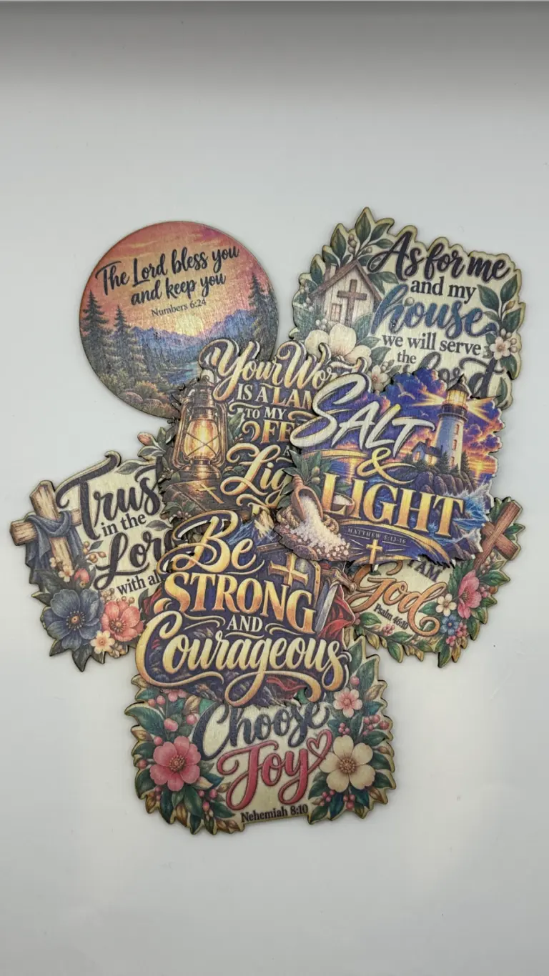 Christian wooden fridge magnets