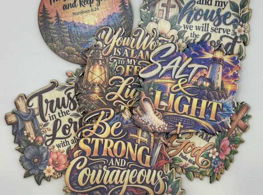 Christian wooden fridge magnets